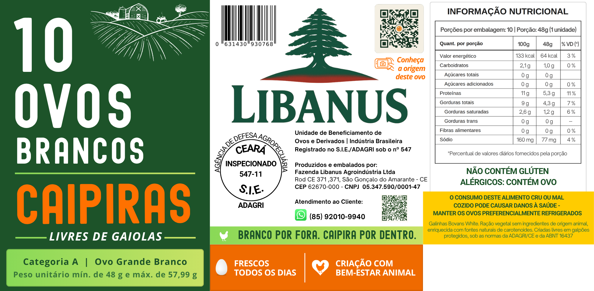 Rótulo Libanus — bandeja de 10 ovos · Grande