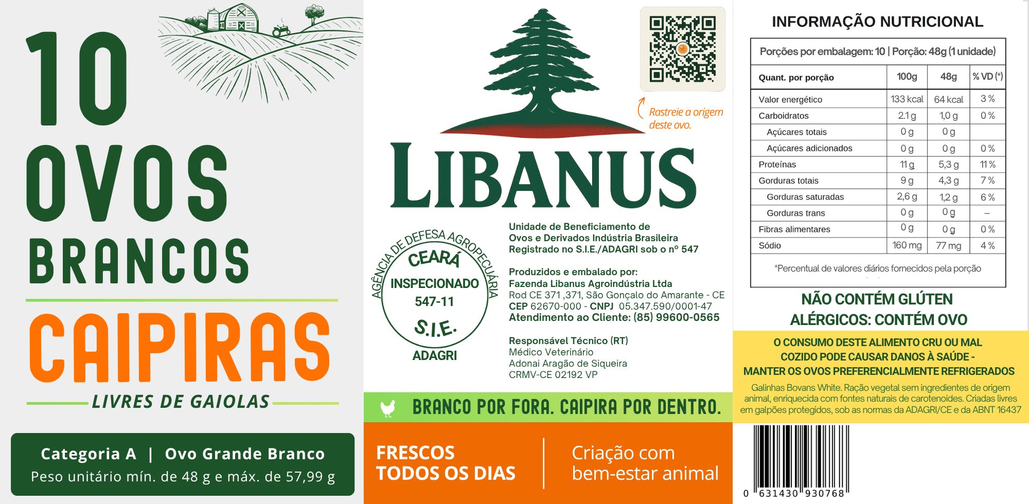 Rótulo Libanus — bandeja de 10 ovos · Grande