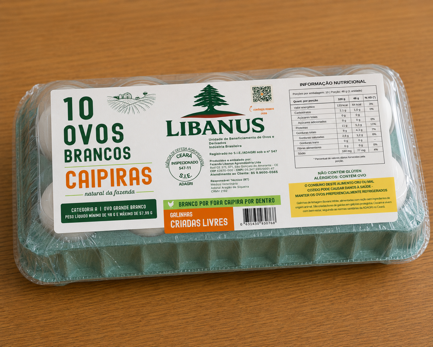 Bandeja de 10 ovos Libanus